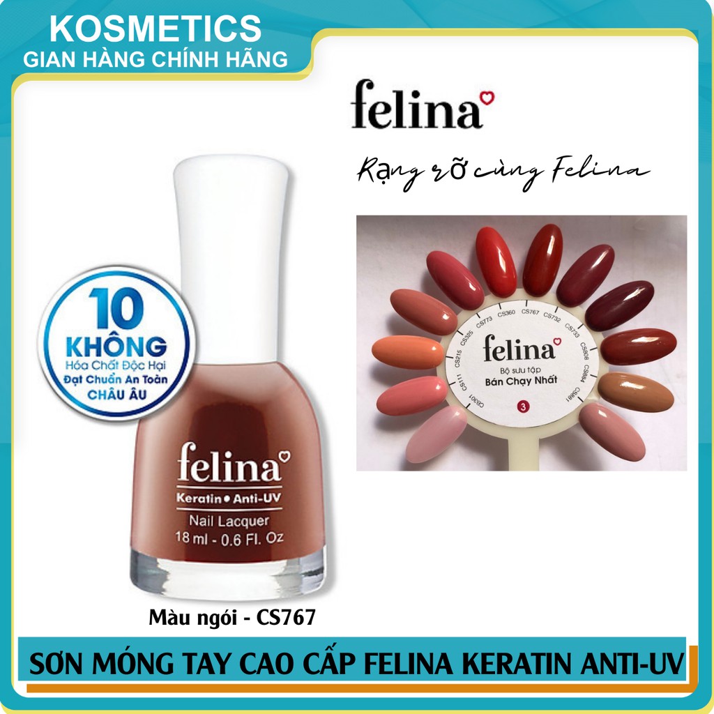 Sơn Móng Tay Màu Ngói FELINA Keratin Anti-UV 18ml #CS767