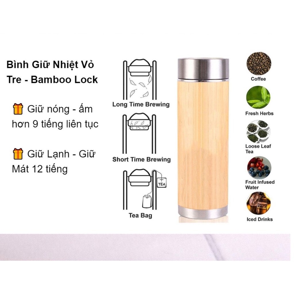 Quà Sinh Nhật BYL/Bình giữ nhiệt vỏ tre BAMBOO khắc tên theo yêu cầu /Quà tặng bạn thân