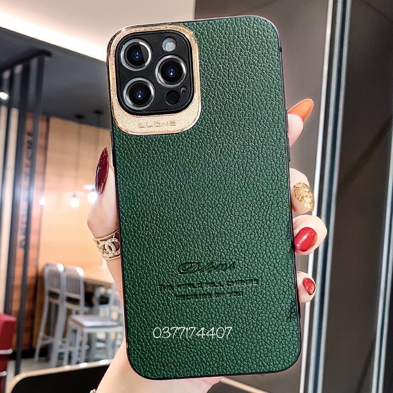 (iPhone 12) Ốp lưng da Dlonsbảo vệ camera viền vàng iPhone 12, 12 Pro, 12 Pro Max, 11, 11 Pro, 11 Pro mã, Xs max XR 7+