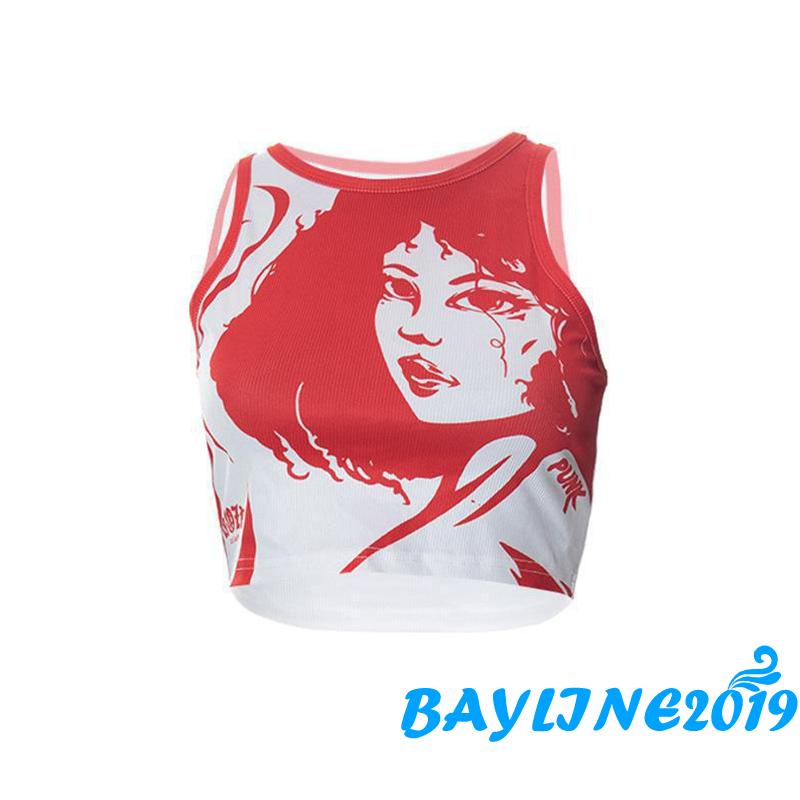 Áo Croptop Ôm Dáng Không Tay In Hình Chân Dung Anime Cho Nữ