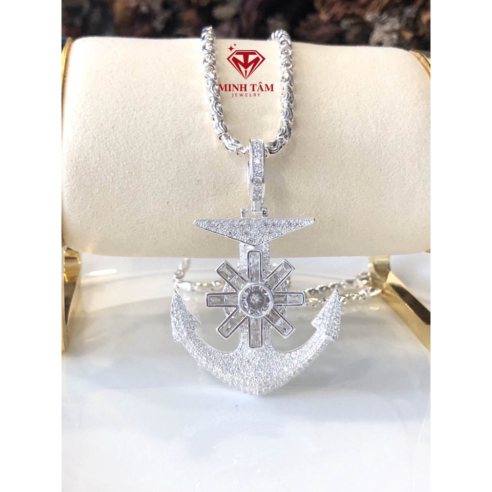 Mặt dây chuyền mỏ neo bạc ta gắn đá cho nam Minh Tâm Jewelry