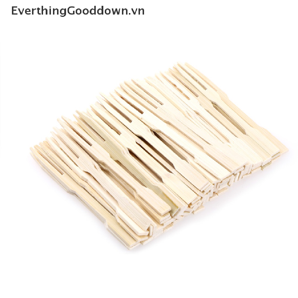Everthinggooddown Set 80 Nĩa Gỗ Tre Ăn Trái Cây Tráng Miệng Dùng Một Lần Trang Trí Tiệc Tùng
