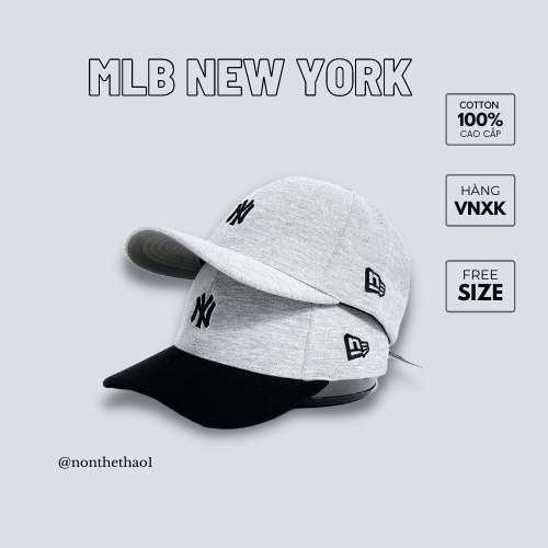 NÓN LƯỠI TRAI MLB CHẤT VẢI COTTON HÀN QUỐC CAO CẤP, NÓN KẾT THỂ THAO MLB9B80 MÀU XÁM