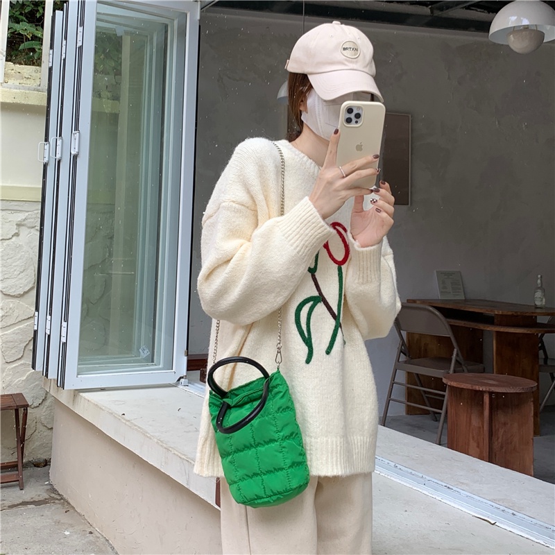 Túi đeo chéo IELGY họa tiết gân sọc nhiều màu sắc tùy chọn mini xinh xắn thời trang