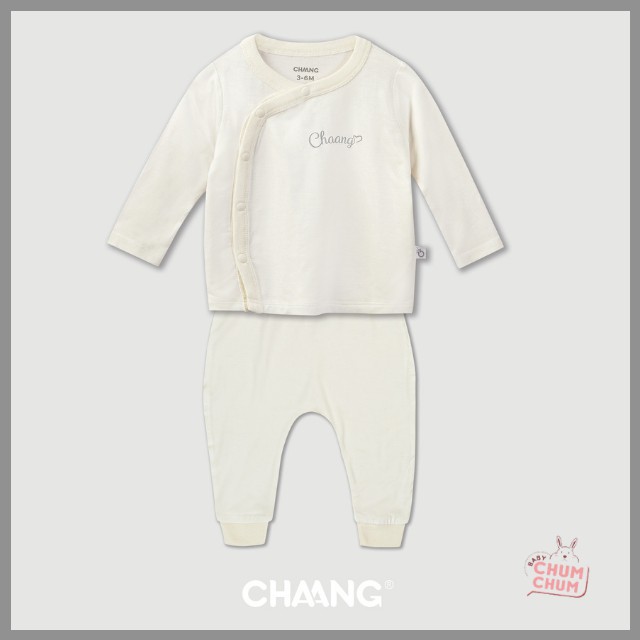 Set Bộ Dài Cotton Cúc Chéo Summer Trắng 0-6M Chaang Babychumchum