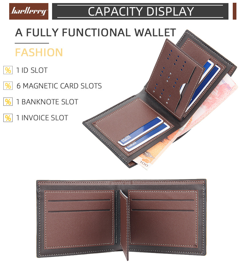 Baellerry Short Wallet Men's Multi-card Horizontal Coin Purse Fashion Ultra-thin  Youth Wallet