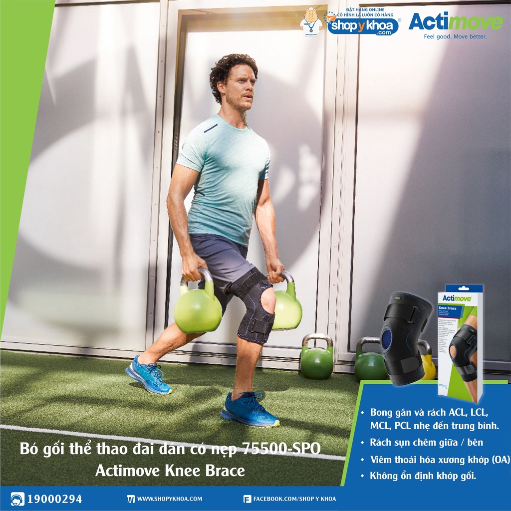 [CÓ QUÀ TẶNG] Bó gối thể thao đai dán có nẹp 75500-SPO Actimove Knee Brace