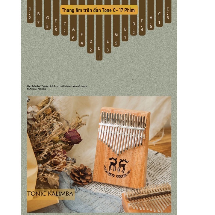 Đàn kalimba Tonic 17 phím gỗ Gụ cho bạn mới tập chơi NEWB000058 -Hàng chính hãng