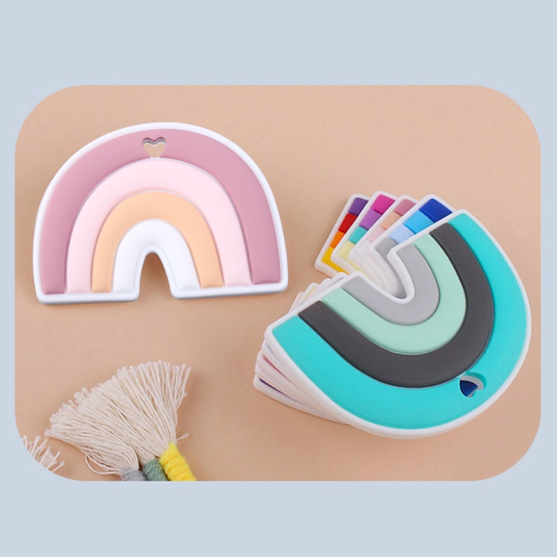 Đồ Chơi Ngậm Nướu Bằng Silicone Màu Cầu Vồng Xinh Xắn Cho Bé