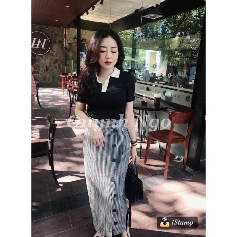 Váy sọc khuy