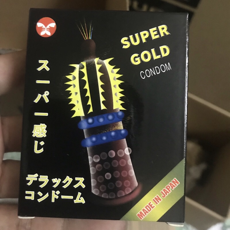 Bao cao su có gai 1 hộp 2 chiếc - Super Gold Condom