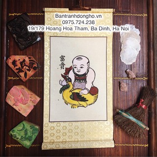 Tranh Đông Hồ Phú quý - Em bé ôm vịt