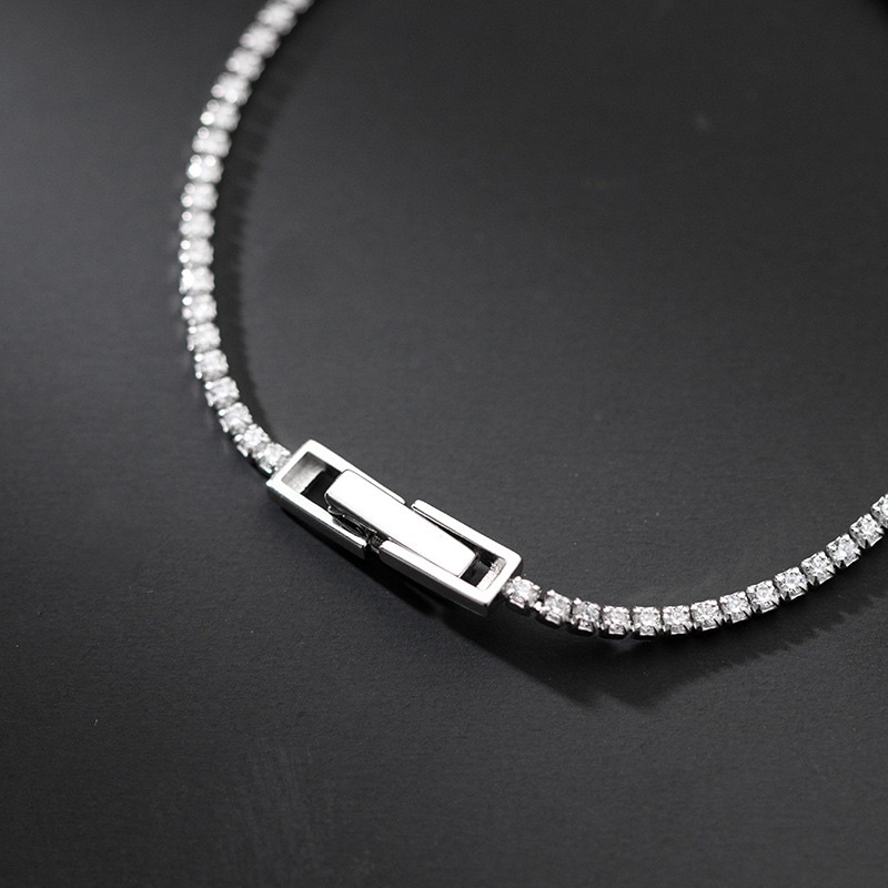 Vòng tay bạc nữ cá tính, lắc tay bạc Ý 925 Bling Bling đính full đá mạ vàng trắng cao cấp DUYSON SILVER