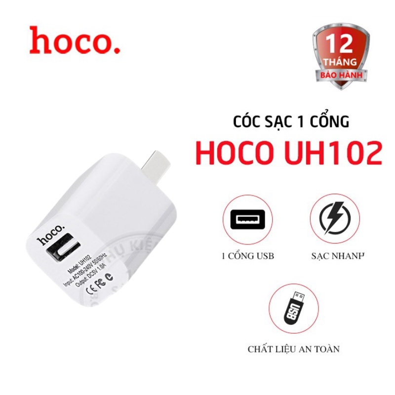 Cóc sạc 1 cổng USB 1.0A Hoco UH102