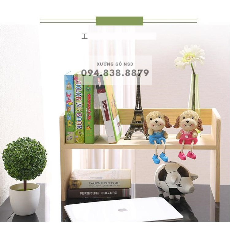 Kệ Gỗ Trang Trí Bàn Làm Việc, Kệ Sách, Chất Liệu Gỗ MDF Chống Ẩm, Chống Mối Mọt, NSD FURNITURE