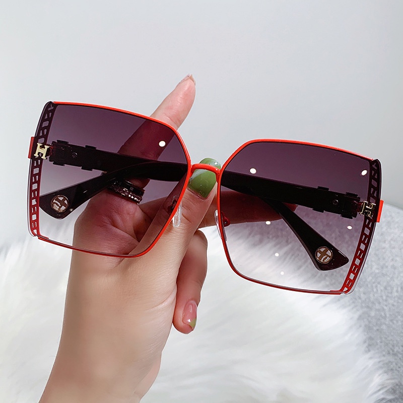 Kính Mát Oversized Không Gọng Màu Sắc gradient Phong Cách Châu Âu Cho Nữ