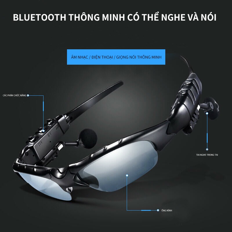 Miễn phí Đồng hồ led (CHẤT LƯỢNG SỐ 1)Kính thông minh 5.0 kèm tai nghe BLuetooth, kính bluetooth cao cấp