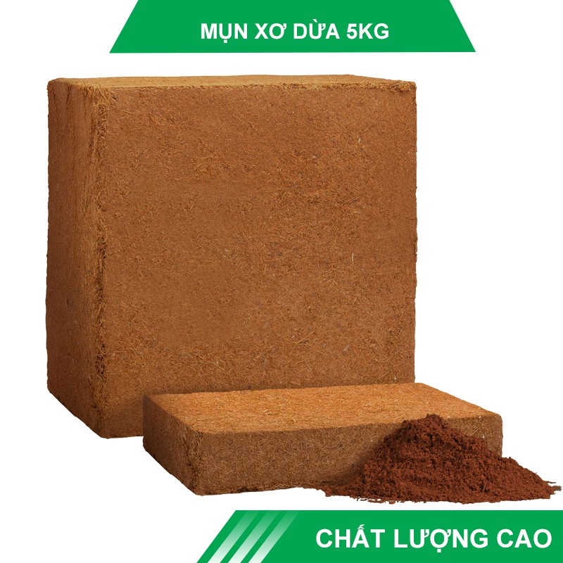 Mụn xơ dừa ép bánh 5kg tương đương bao nặng 25kg (65-70 dm3)   đã qua xử lý, tiêu chuẩn xuất khẩu