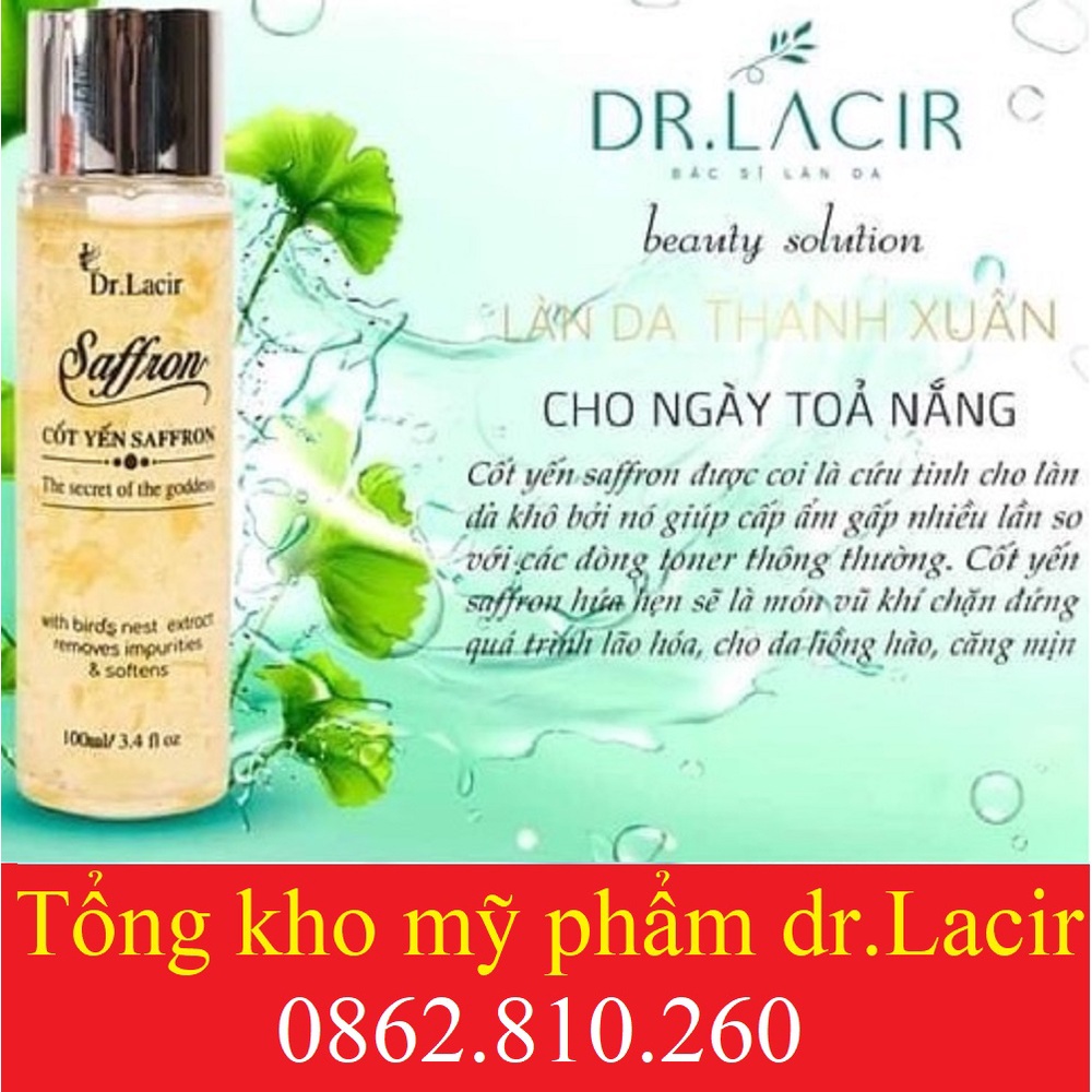 Toner Cốt Yến Safron Drlacir dr lacir 100ml,Hỗ trợ cân bằng độ ẩm trên da,Giúp co nhỏ lỗ chân lông,làm sạch sâu cặn bã