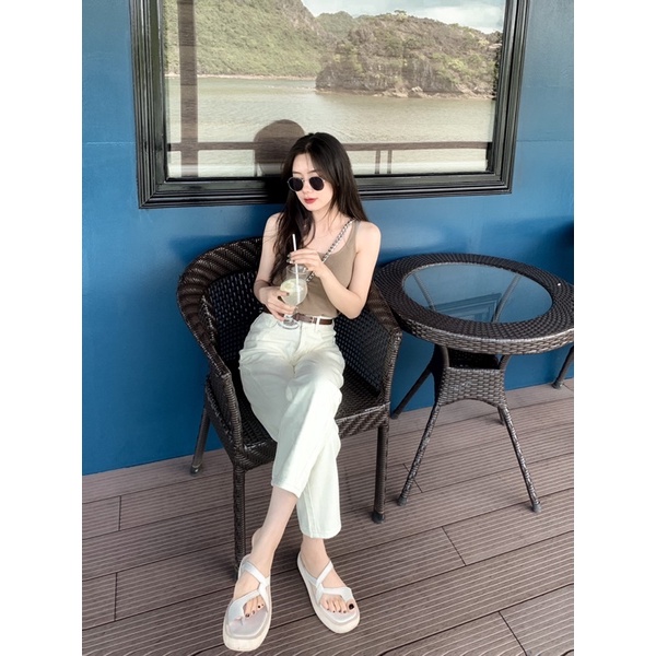 Quần bò be bagyy kèm thắt lưng siêu sang