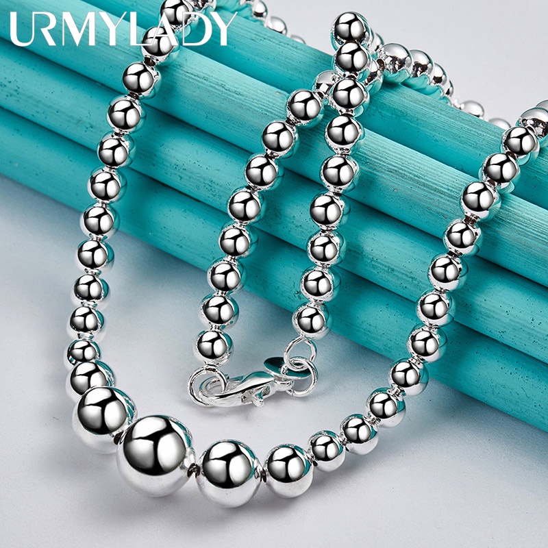 Vòng Cổ Hạt Tròn Bằng Bạc Sterling 925 18 Inch Thời Trang Cho Nam Nữ