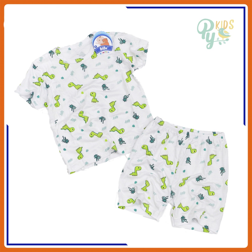 Đồ bộ tay ngắn hình thú thun cotton lụa bé trai 6-18kg Bibo