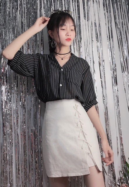 Chân váy kaki thắt dây xẻ vạt HÌNH THẬT 100% | BigBuy360 - bigbuy360.vn
