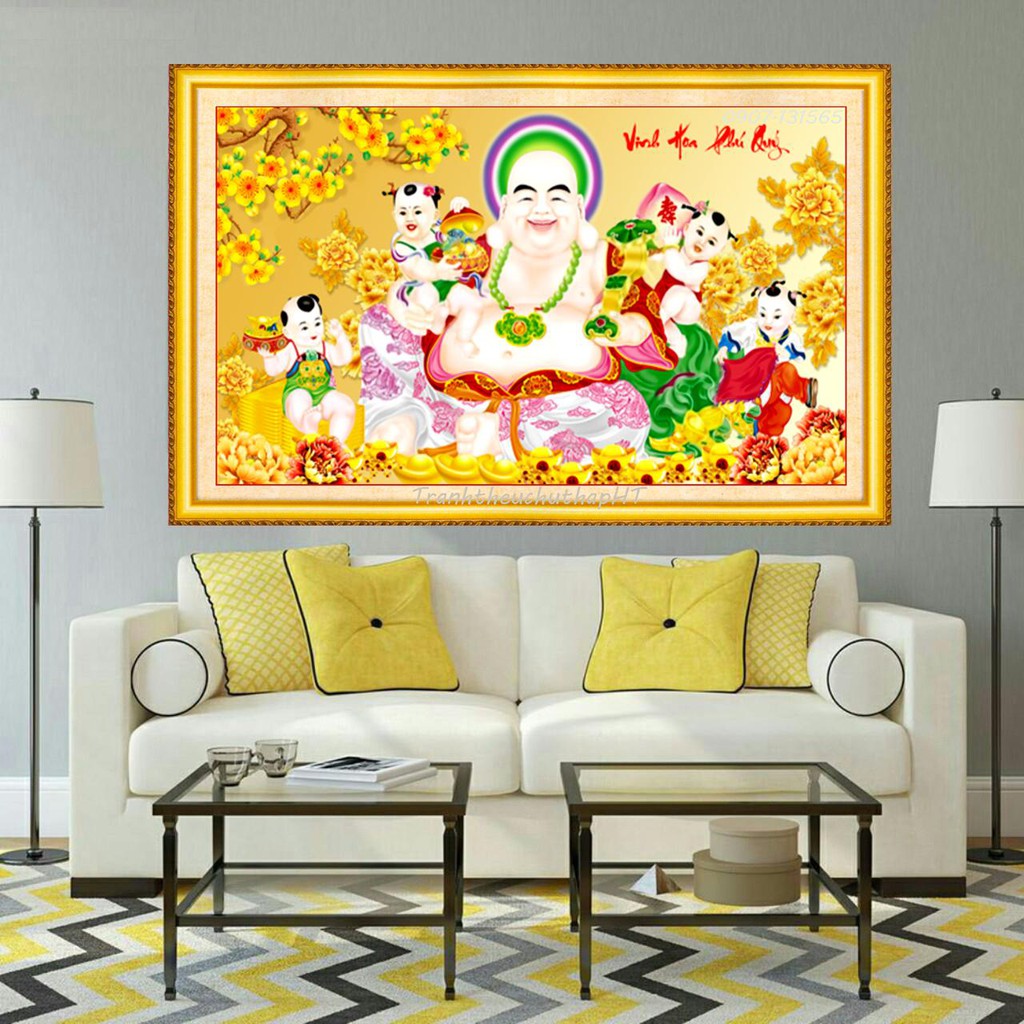 Tranh đính đá ABC phật di lạc vinh hoa phú quý (1m x 60cm)