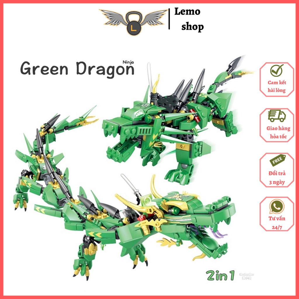 Đồ chơi xếp hình Ninjago rồng xanh Ninja Blue Dragon 2 Trong 1 Lemoshop, đồ chơi trẻ em lắp ráp gồm 417 chi tiết 206
