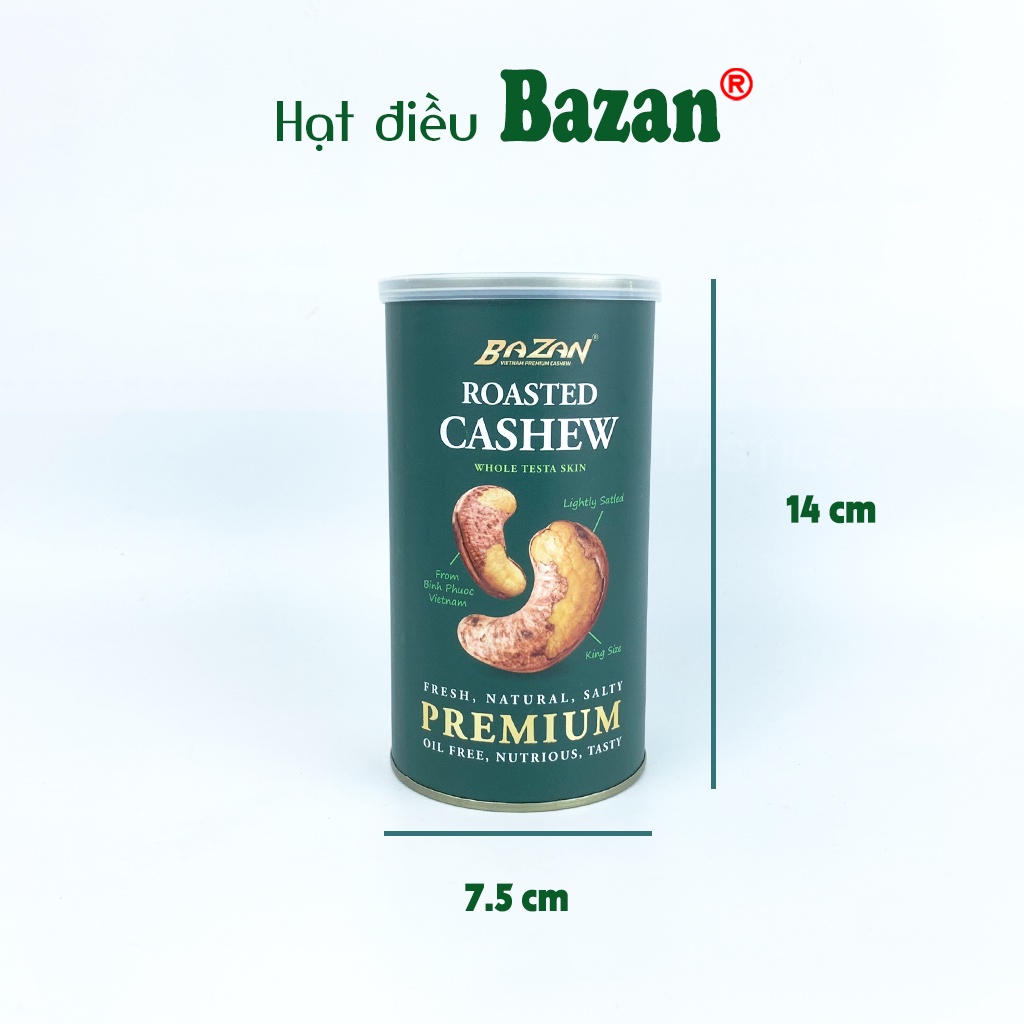 Hạt điều rang muối Bazan Bình Phước nguyên hạt dinh dưỡng A+ loại 1 hộp 225g cao cấp | BigBuy360 - bigbuy360.vn