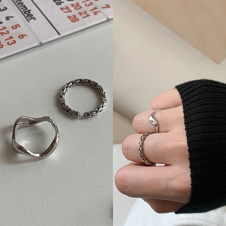 Bộ Nhẫn Hở Hình Gợn Sóng Phong Cách Retro Hàn Quốc Có Thể Điều Chỉnh Thời Trang