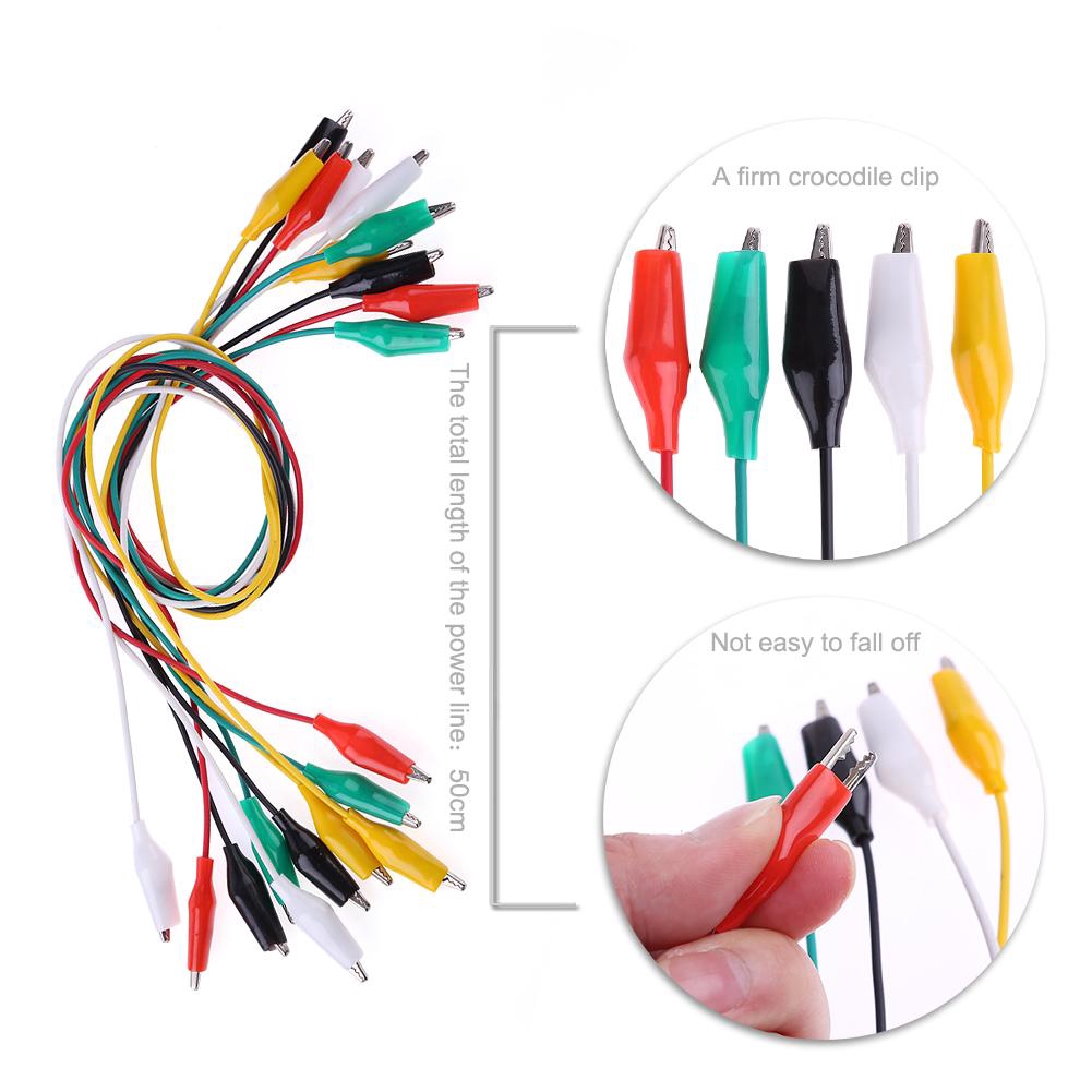 ♚mybest♚10pcs Double-ended Clips Test Line Cable Test Clamp Connector Testing Wire