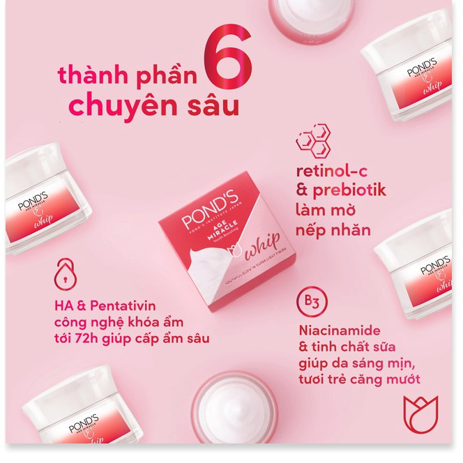 [Mã chiết khấu giảm giá sỉ mỹ phẩm chính hãng] Kem mềm dưỡng ngăn ngừa lão hóa Pond's Age Miracle Whip 50gr