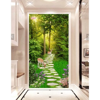 tranh dán tường 3D khổ dọc CON ĐƯỜNG PHONG CẢNH
