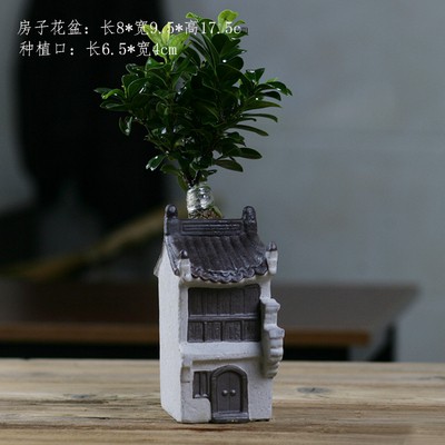 Nhà cổ trồng cây mẫu số 5 ( chưa bao gồm thực vật) trang trí tiểu cảnh để bàn bonsai mini- chất liệu gốm tử sa