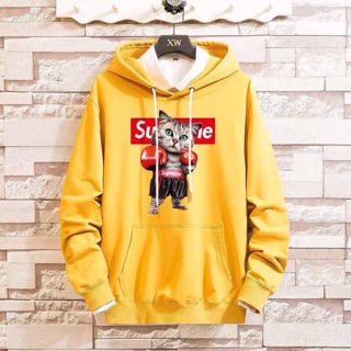 Áo hoodie unisex mèo boxing có big size vải nỉ bông ngoại cao cấp