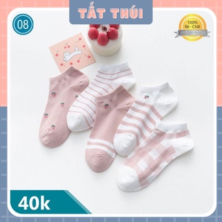 Set 5 Đôi Tất nữ dâu tây hồng cực xinh cực yêu