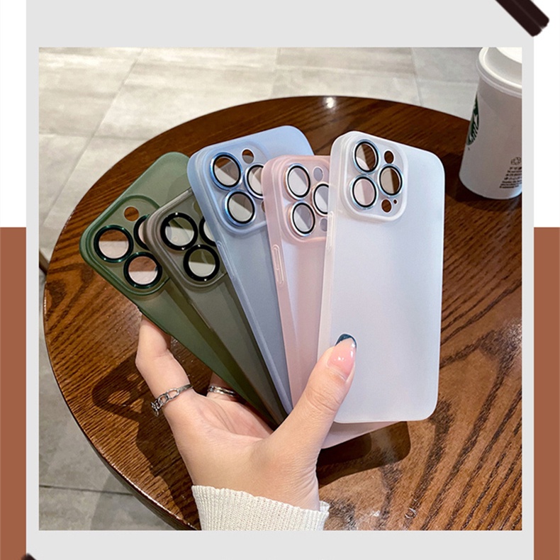 Ốp Điện Thoại Mềm Nhám Siêu Mỏng Chống Sốc Có Miếng Bảo Vệ Ống Kính Cho iPhone 11 12 13 Pro Max