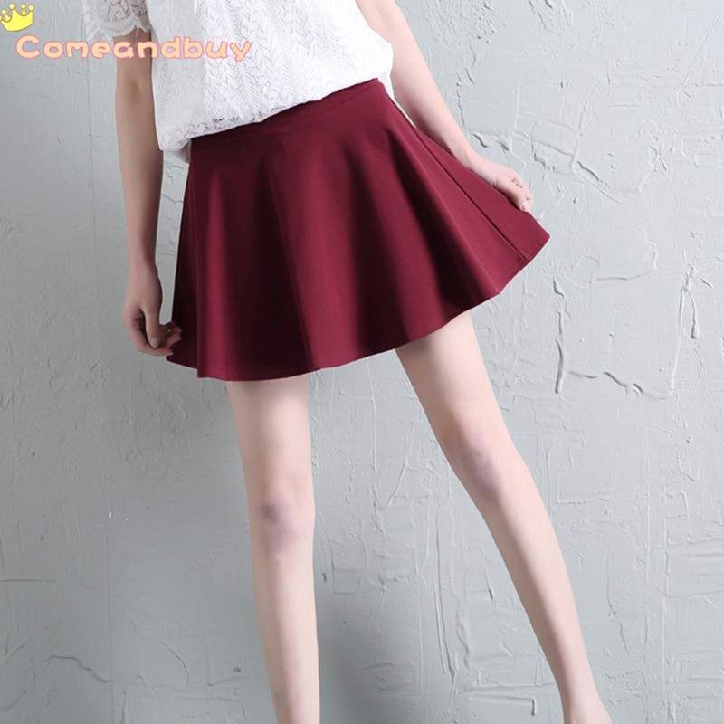 Chân váy lưng cao màu trơn thời trang Hàn Quốc cho nữ | BigBuy360 - bigbuy360.vn