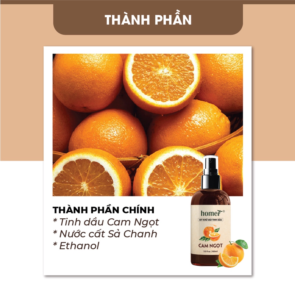Combo 2 xịt thơm phòng Cam Ngọt Homer 100ml/ chai