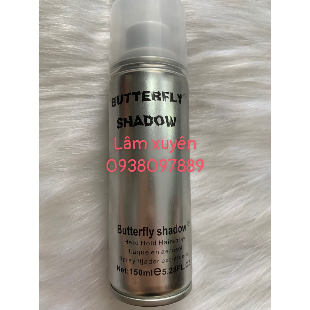 Gôm bạc BUTTERFLY SHADOW 150ml kèm lược chải tạo kiểuGIÁ RẺ hương thơm sang trọng, lược tạo kiểu nhỏ gọn dễ mang theo