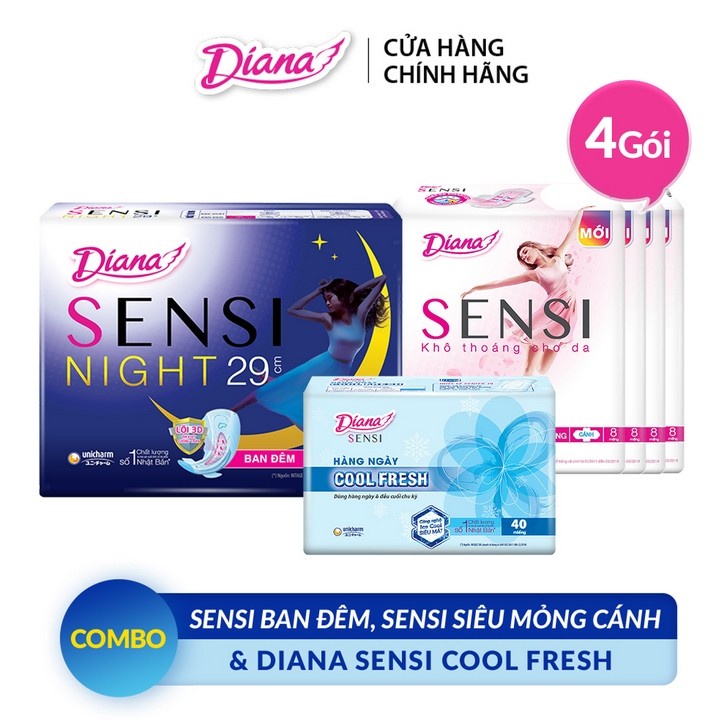 [ĐỦ LOẠI] BĂNG VỆ SINH DIANA COOL FRESH, SENSI, SUPER NIGHT.