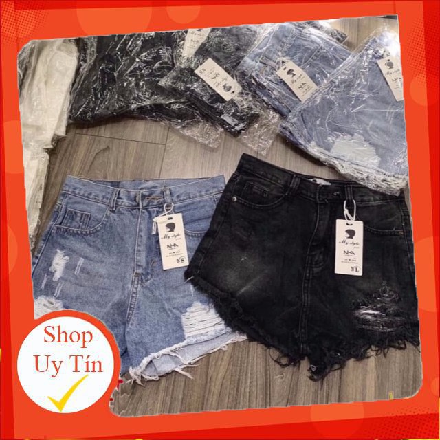 Hàng nhập khẩu Quần short jean nữ RÁCH HAI BÊN CÀO TƯA XÁM - ĐEN 00J5 Liên hệ mua hàng