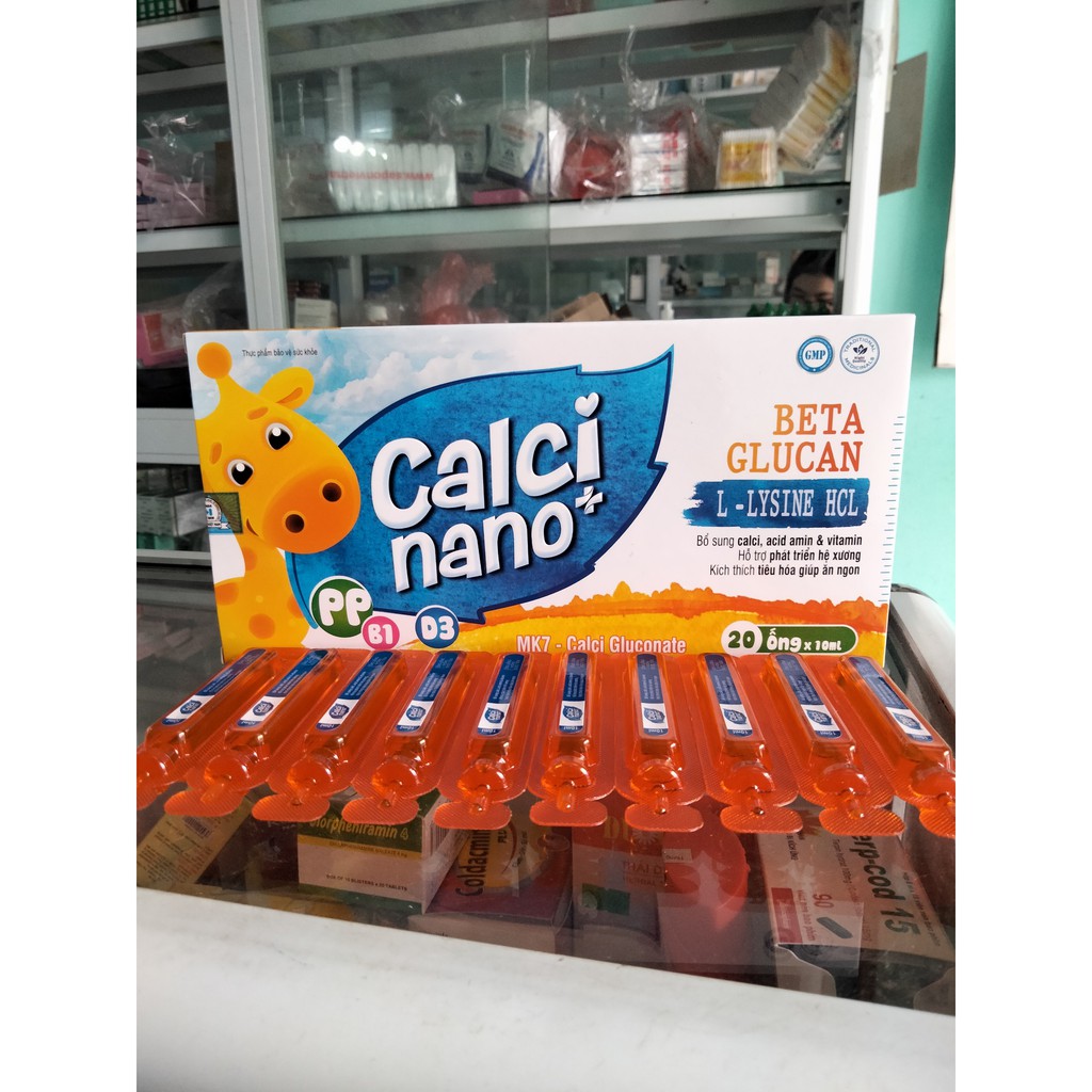 Siro Canxi ống CALCI NANO +vitamin D3 & K2 MK7, sữa non cho bé giúp ăn ngon, phát triển hệ xương