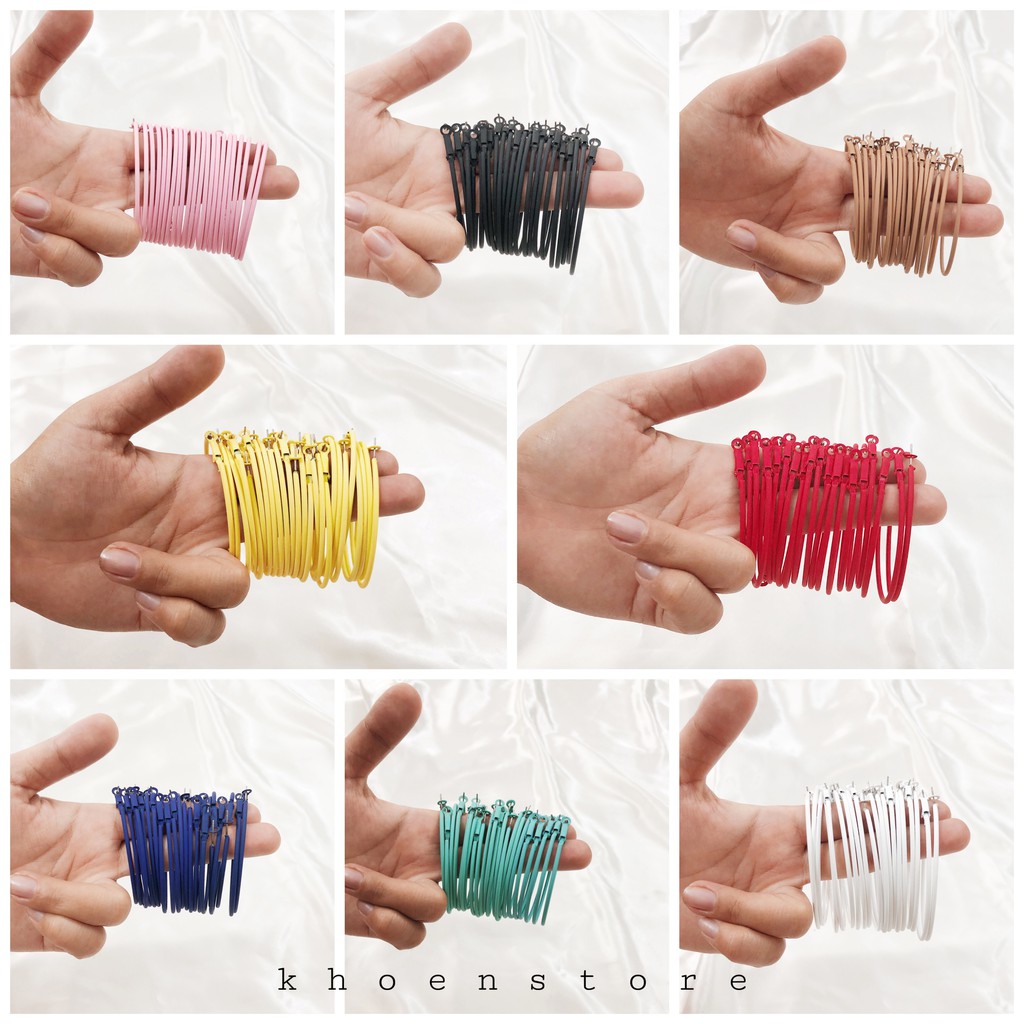 Bông tai nữ - Tròn trơn nhiều màu size 6cm - Khoen Store