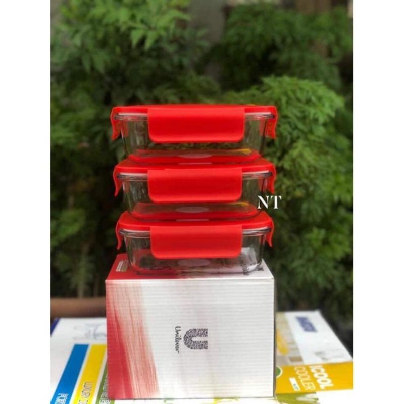 thố thủy tinh 640ml nắp đỏ