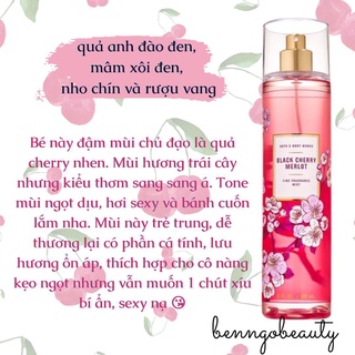 [BILL MỸ] BLACK CHERRY MERLOT - BỘ XỊT THƠM DƯỠNG THỂ BATH AND BODY WORKS