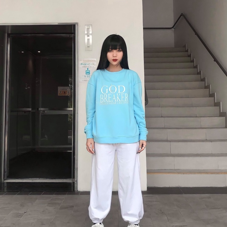 Áo Sweater Basic Màu Xanh Dương iMA God Breaker
