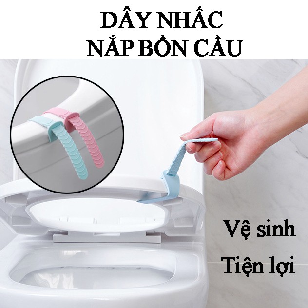 Dụng cụ dây silicon nâng nhấc mở lật nắp bồn cầu toilet thông minh tiện dụng kháng khuẩn cho bé