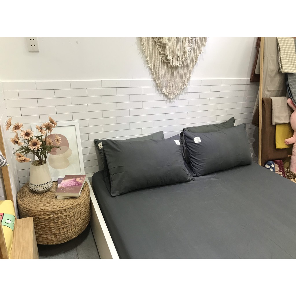 Bộ ga vỏ gối cotton tici MD.Decor - Bedding trơn màu, drap nhiều kích thước miễn phí may bo chun M4,M6,M8